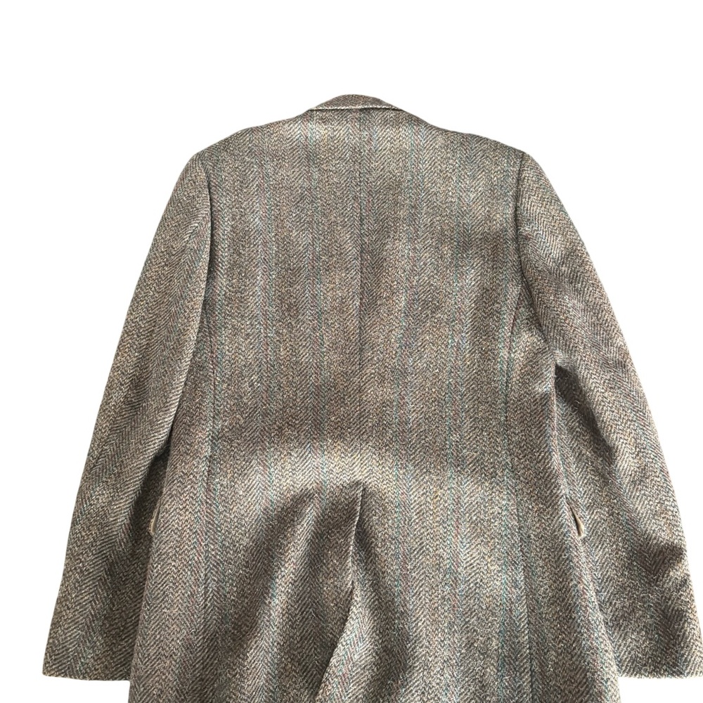Miltons Wool Classic Brown Teal Printed Herringbone Blazer Womens M/L - Picture 2 of 9